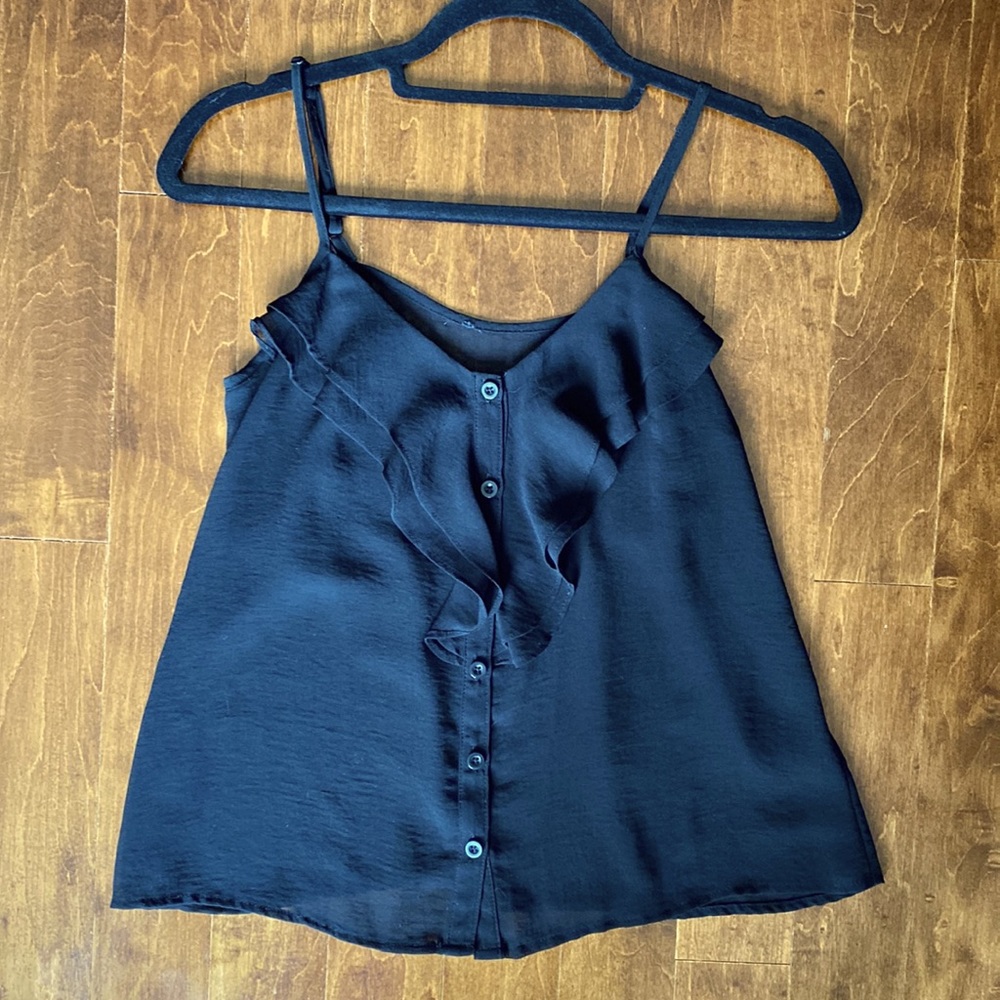 Sheer Black Ruffle Top